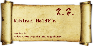 Kubinyi Helén névjegykártya