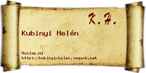 Kubinyi Helén névjegykártya